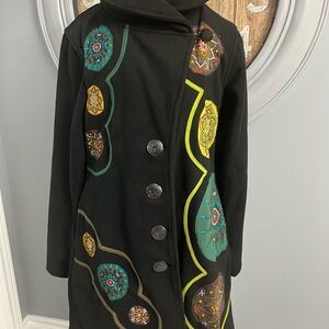 0031–NWT Embroidered Black Women's Coat